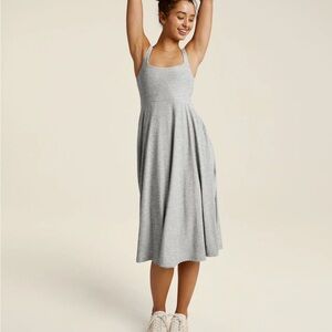 Beyond Yoga Silver Mist at the ready square neck featherweight dress